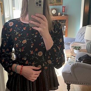 Chennault Black Embroidered Blouse